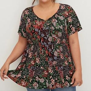 Torrid tie-front floral top